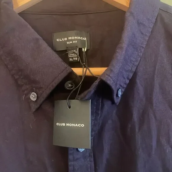 NWT Club Monoco Slim Fit 100% Cotton Charcoal Button Down Shirt Sz XL - Picture 2 of 6